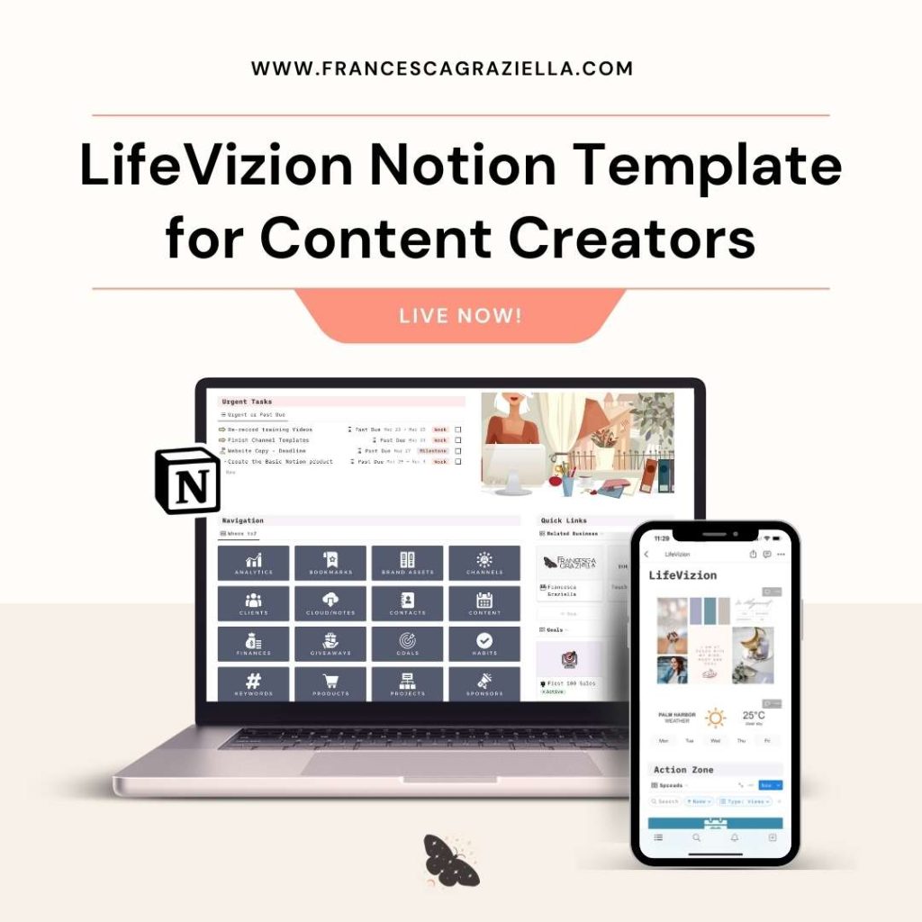 LifeVizion Notion Template - for Content Creators and Business